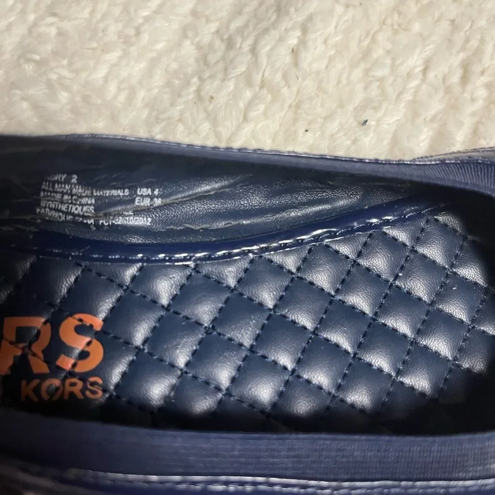 Michael Kors Kids' Striped Navy and Silver Slippers SZ4